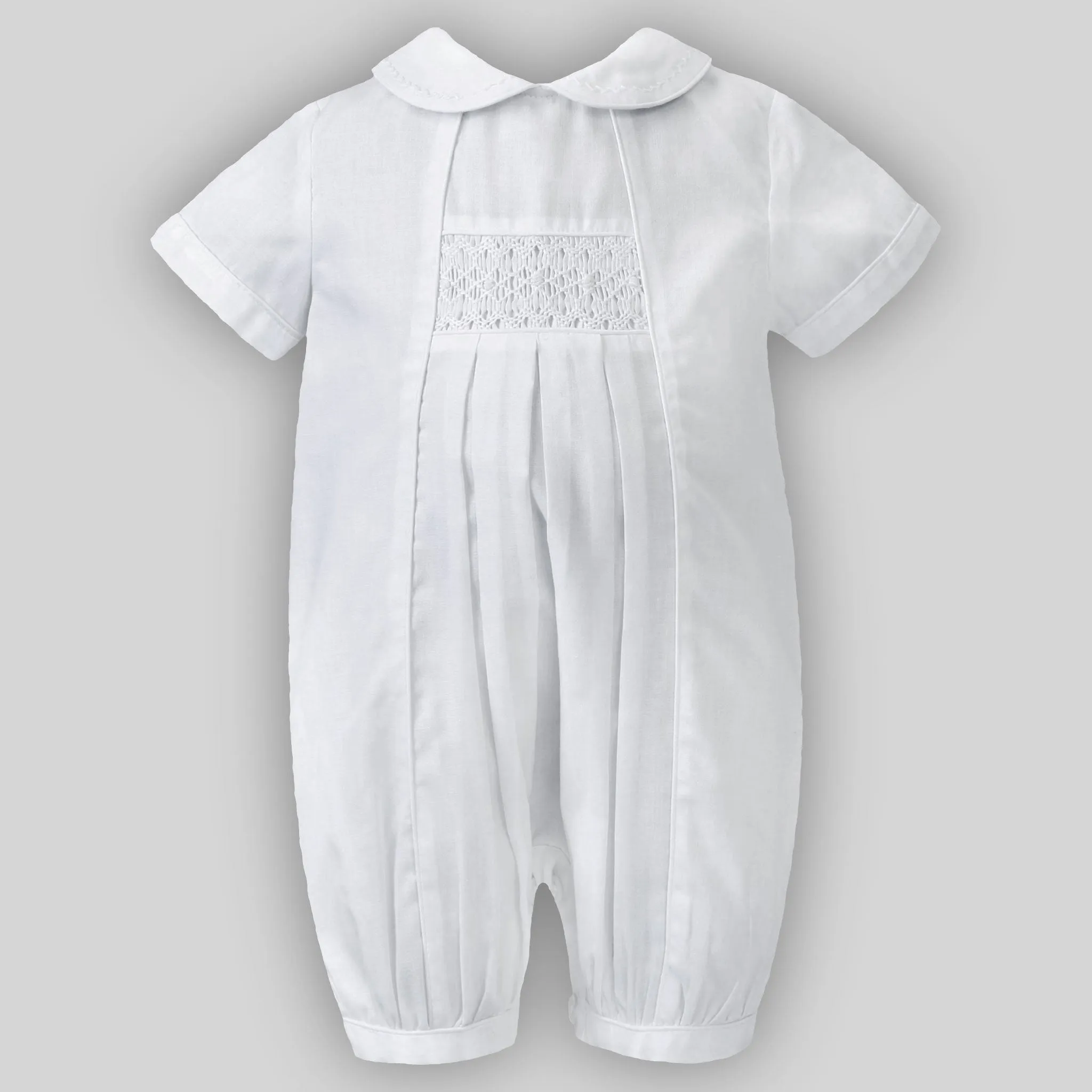 Baby Boy Christening Romper - Sarah Louise C3000 White / White