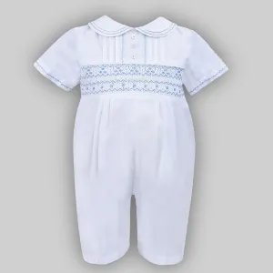 Baby Boy Christening Romper - Sarah Louise C6000 White / Blue