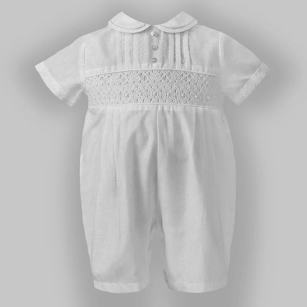 Baby Boy Christening Romper - Sarah Louise C6000 White