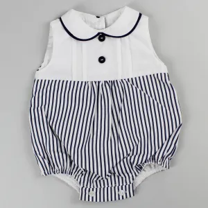 Baby Boys Pinstripe Romper - Navy Blue