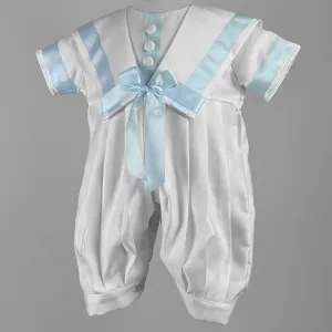 Baby Boys White Christening Outfit Romper with Hat