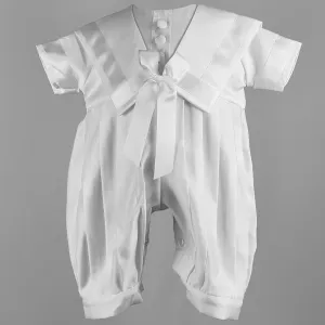 Baby Boys White Christening Romper with Hat - Baptism Outfit