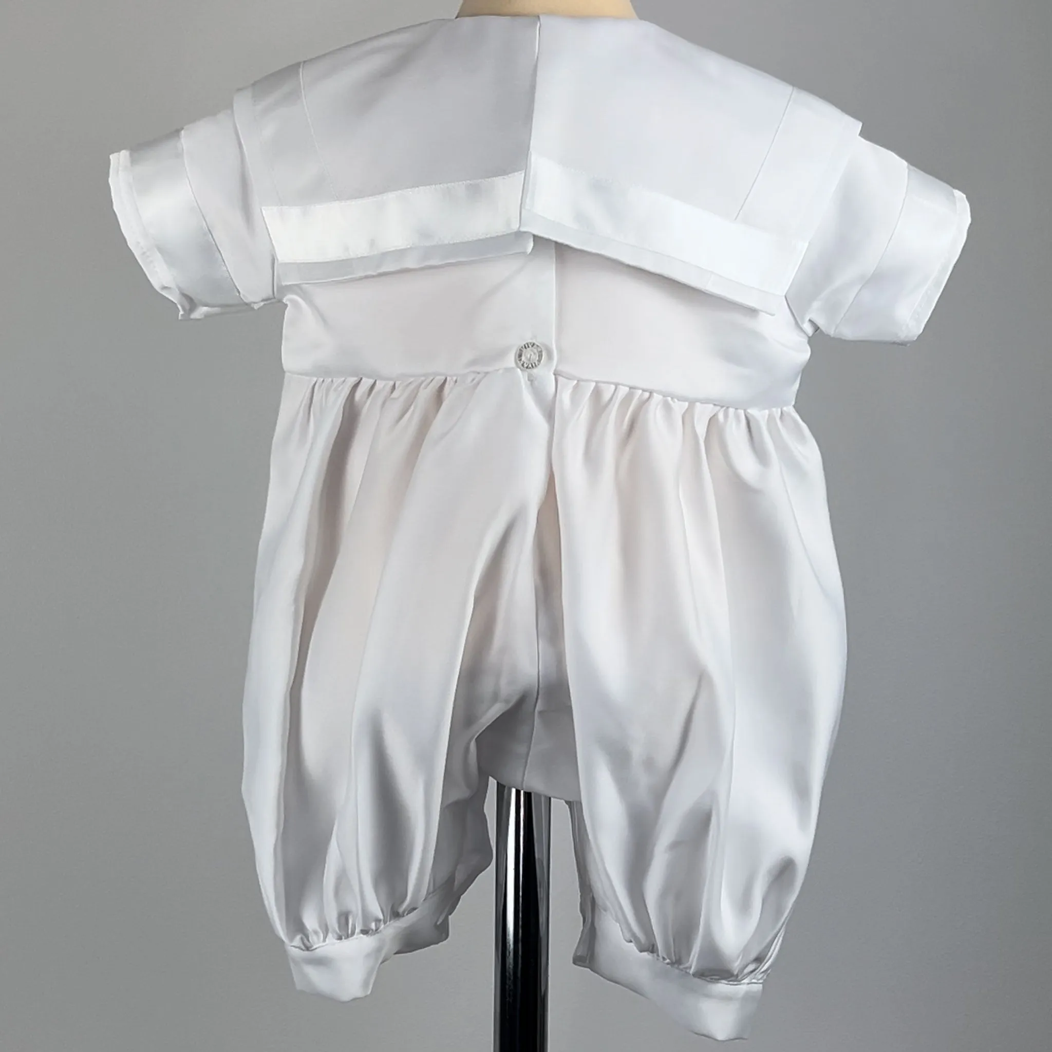 Baby Boys White Christening Romper with Hat - Baptism Outfit