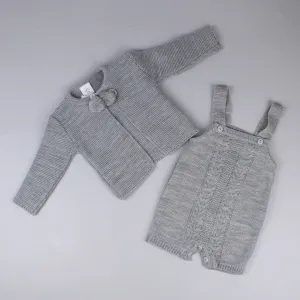 Baby Dungarees & Cardigan - Grey