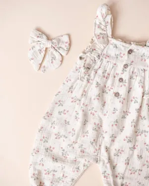 Baby Girl Jumpsuits and Rompers | Nova Romper - Strawberries | Quincy Mae
