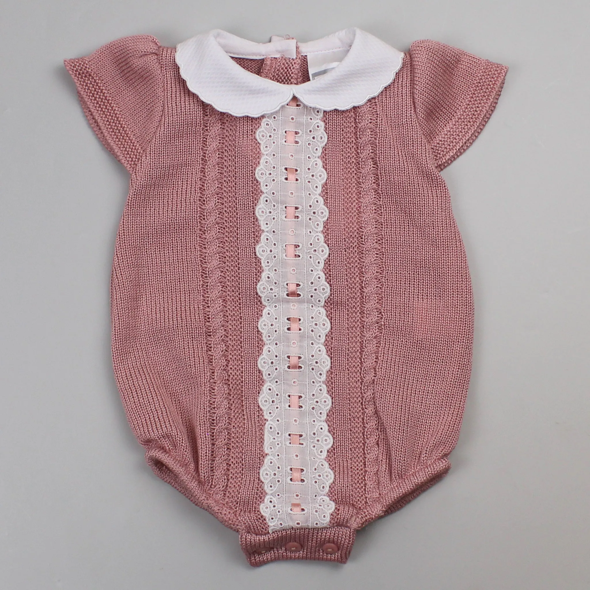 Baby Girl Knitted Romper - Dusky Pink - Pex Kamila