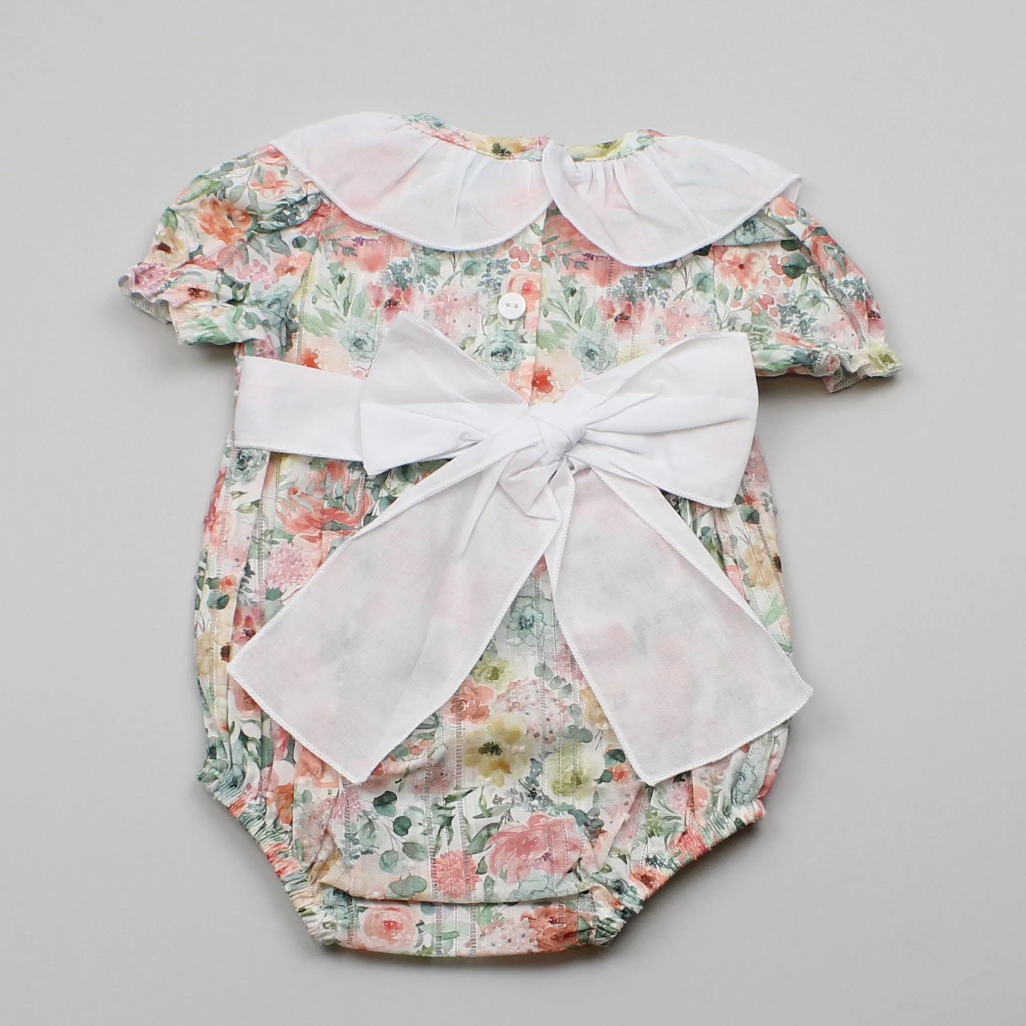 Baby Girls Floral Romper With Big Bow