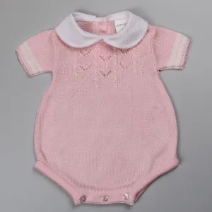 Baby Girls Knitted Romper - Pink