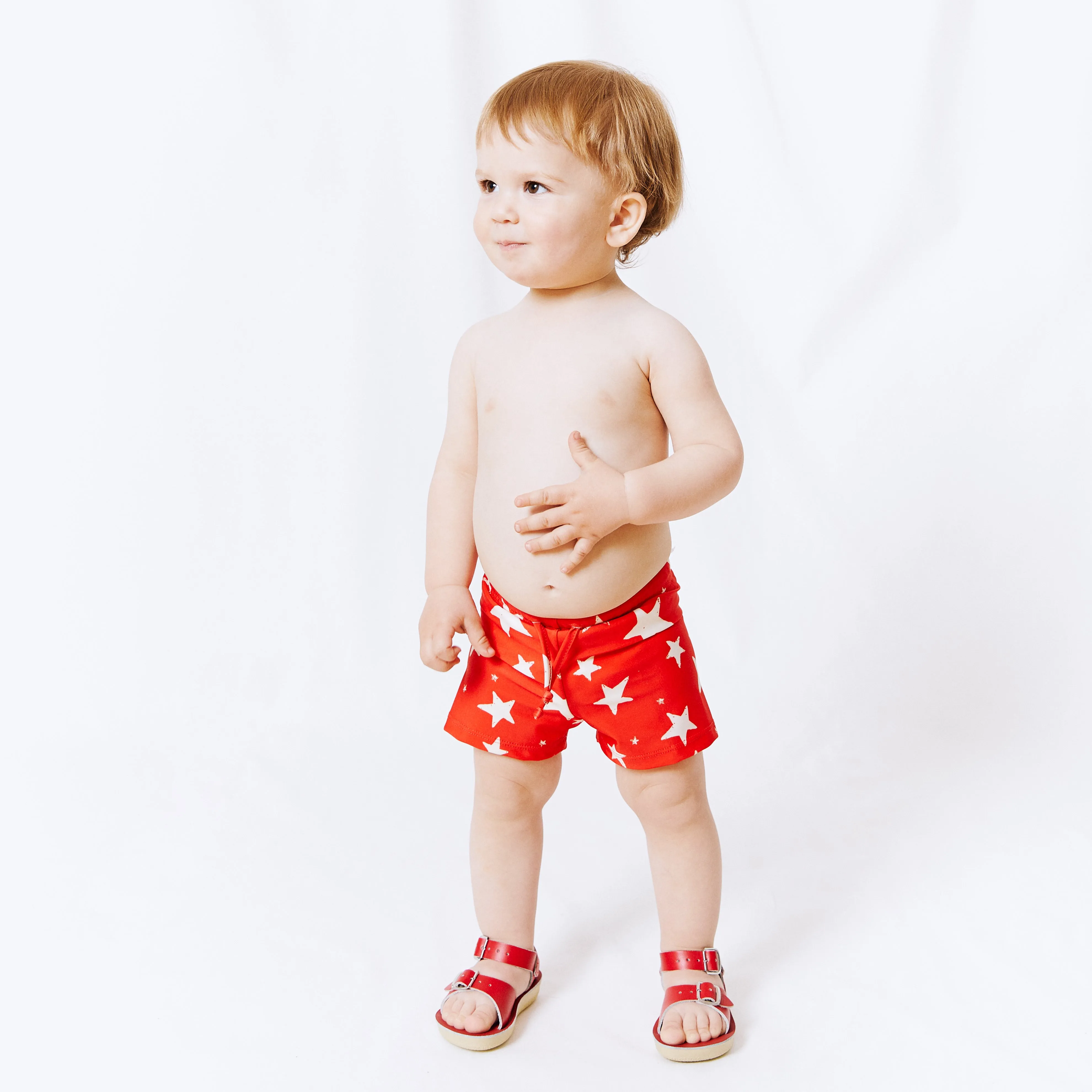 Baby Swim Short // red stars