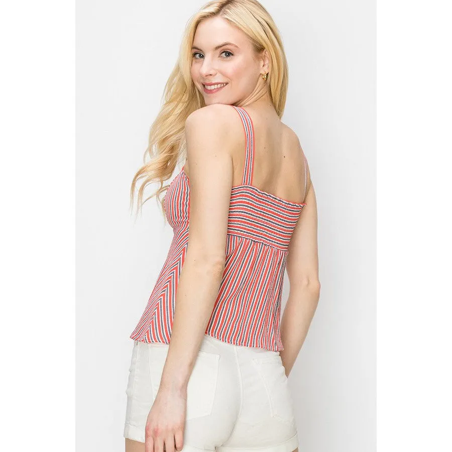 Beautiful Baby Doll Stripped Tank in Peony
