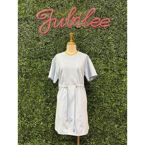 Becca Baby Blue Round Neck Short Sleeve Mini Dress