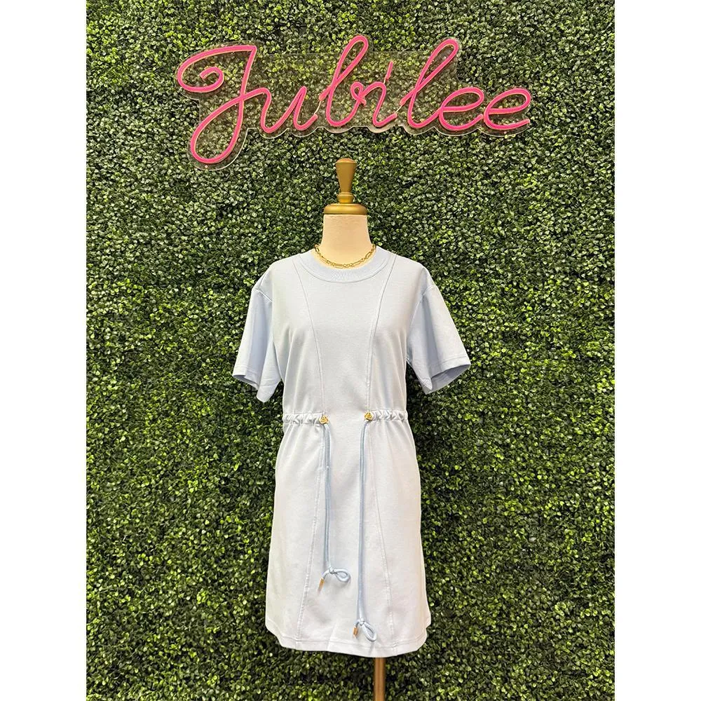 Becca Baby Blue Round Neck Short Sleeve Mini Dress