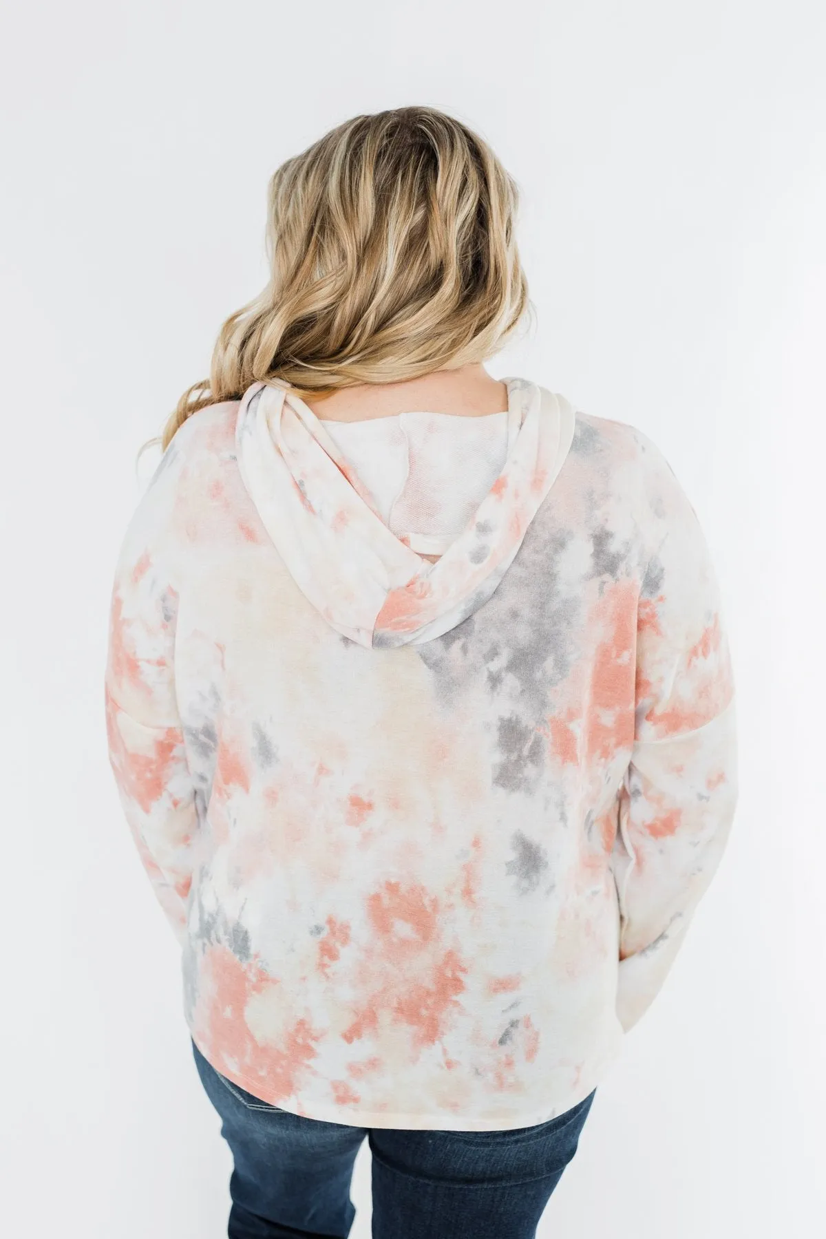 Been There Before Tie Dye Hoodie- Peach, Grey & Yellow