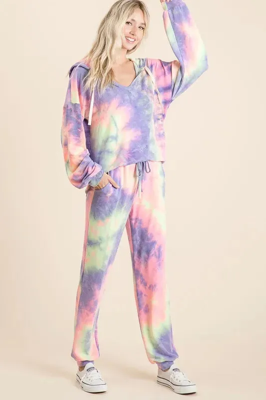 BiBi Tie Dye French Terry Top and Bottom Set