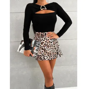 Black Cut Out Detailed Knit Top