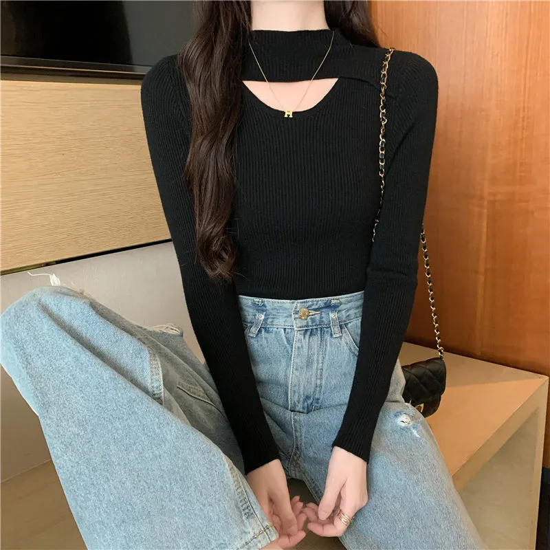 Black Cut Out Knit Top
