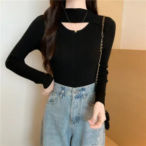Black Cut Out Knit Top