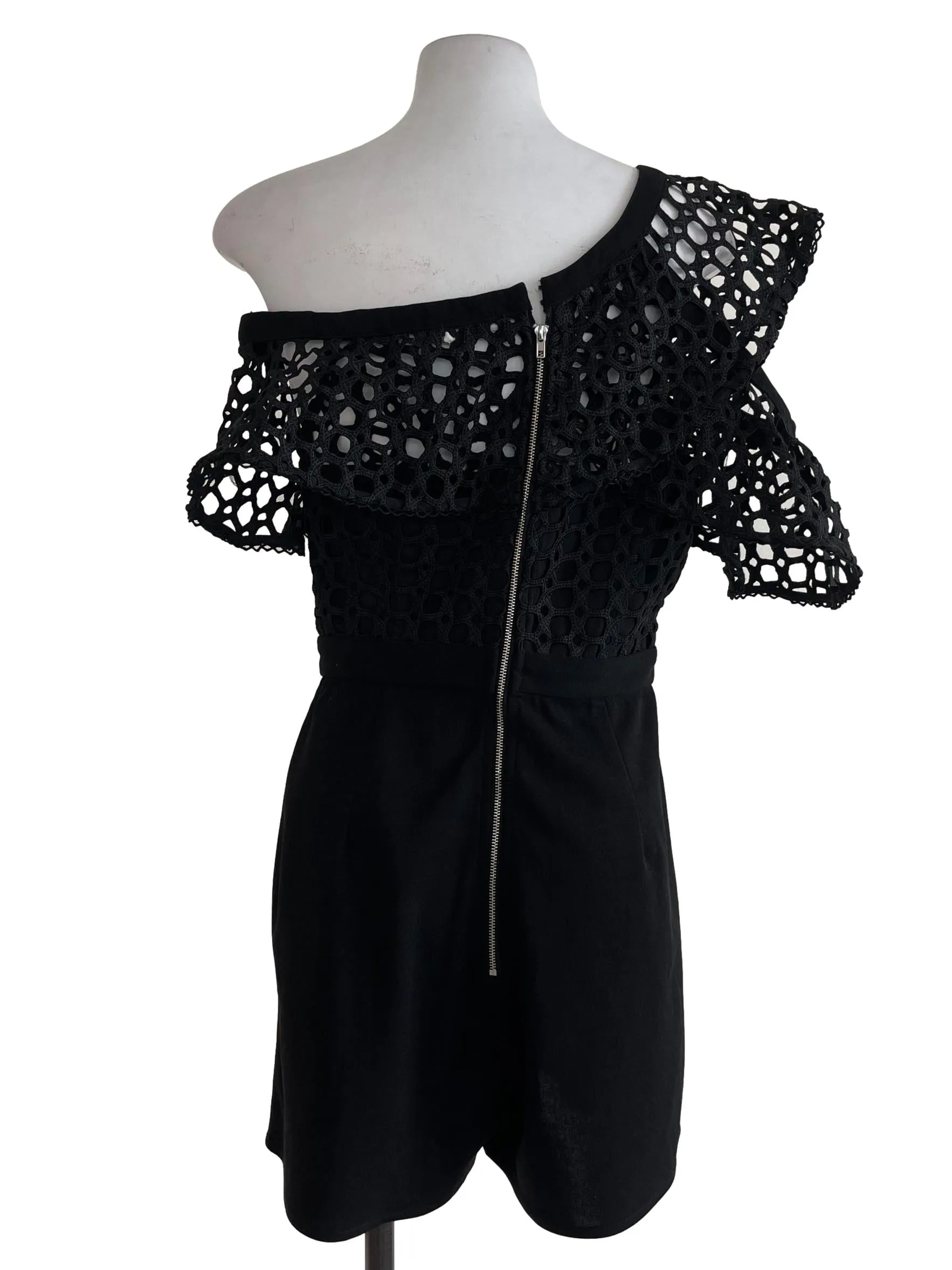 Black Fancy Net Romper