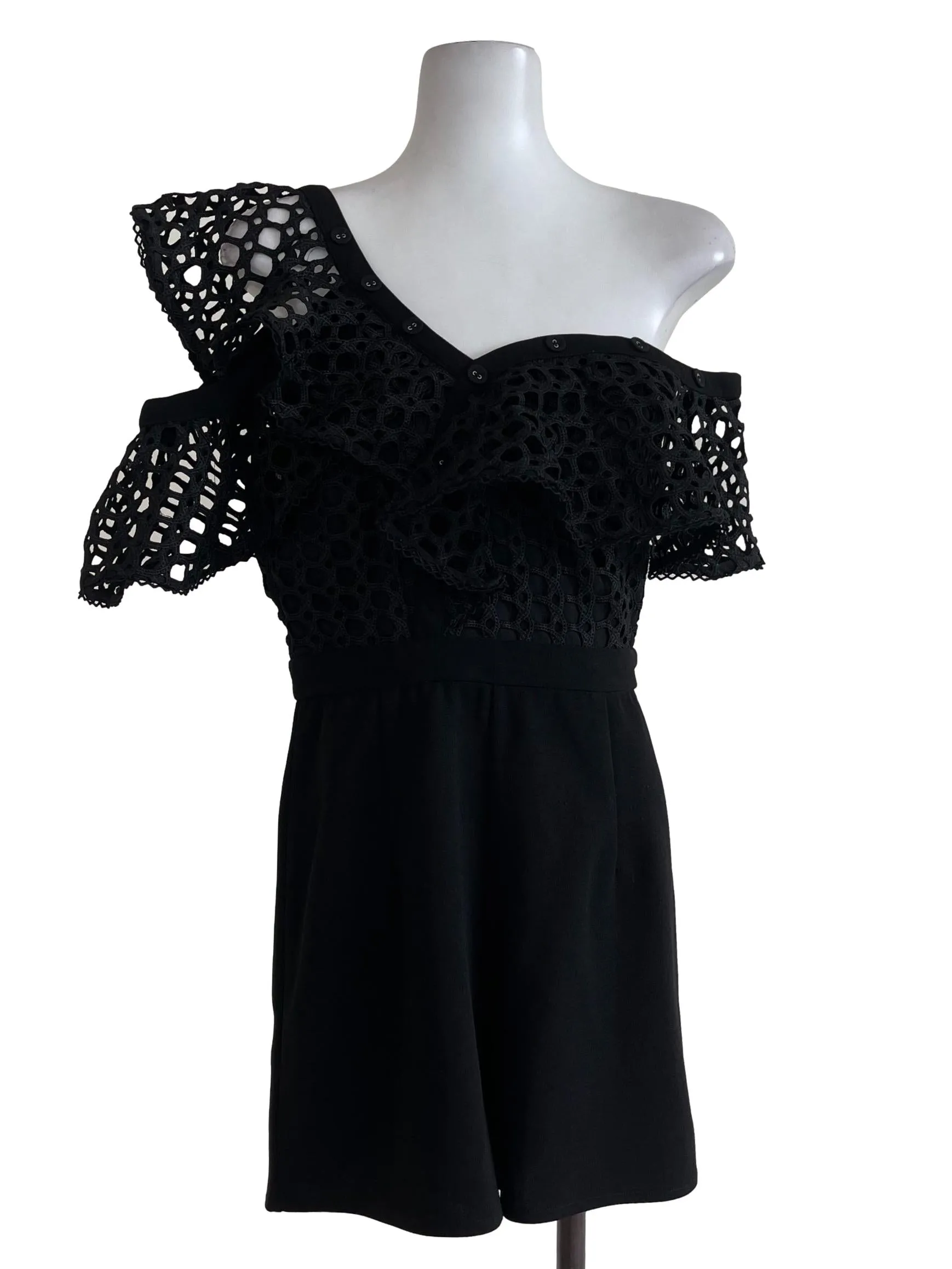 Black Fancy Net Romper