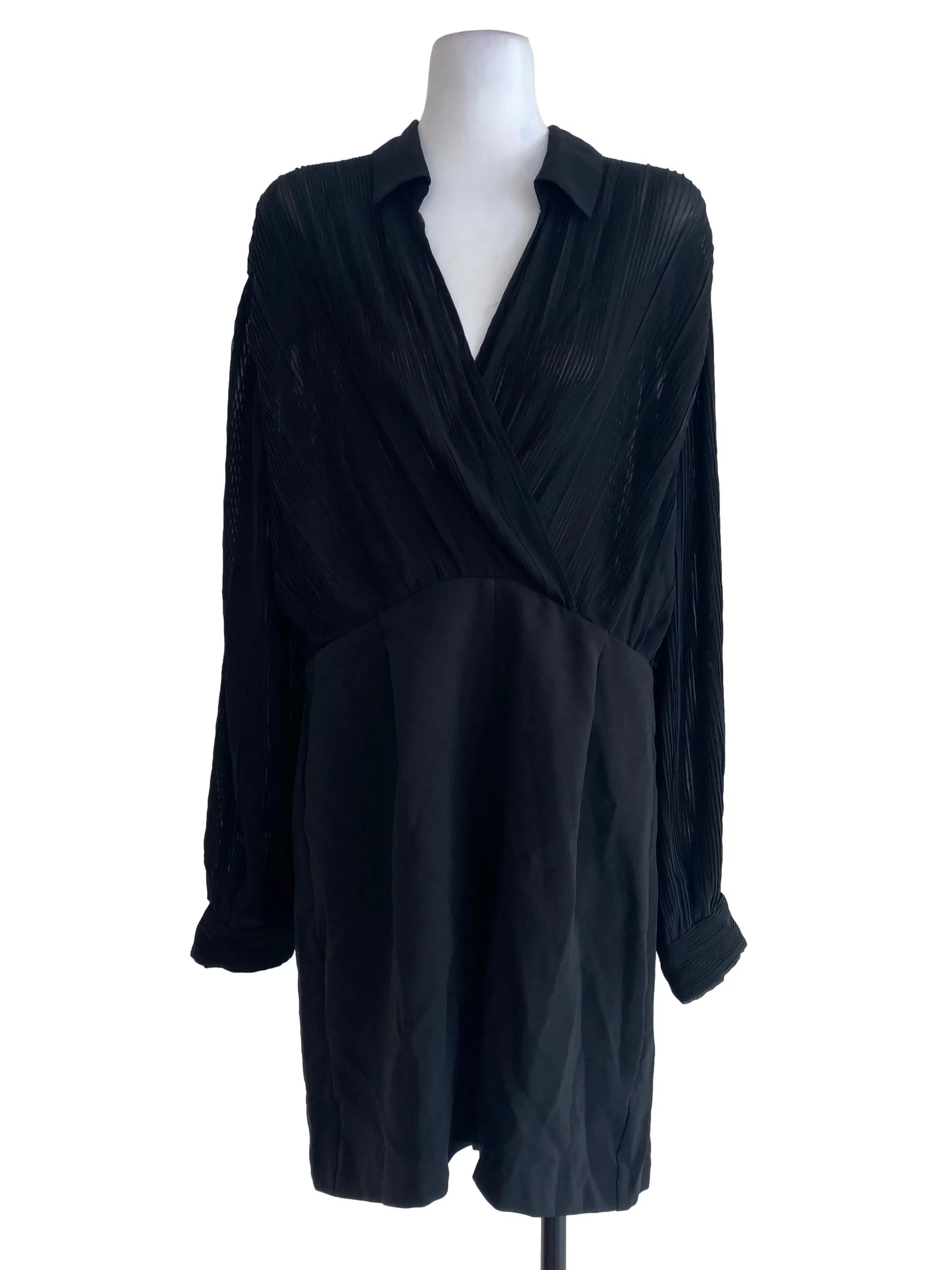 Black Half Pleated Rompers