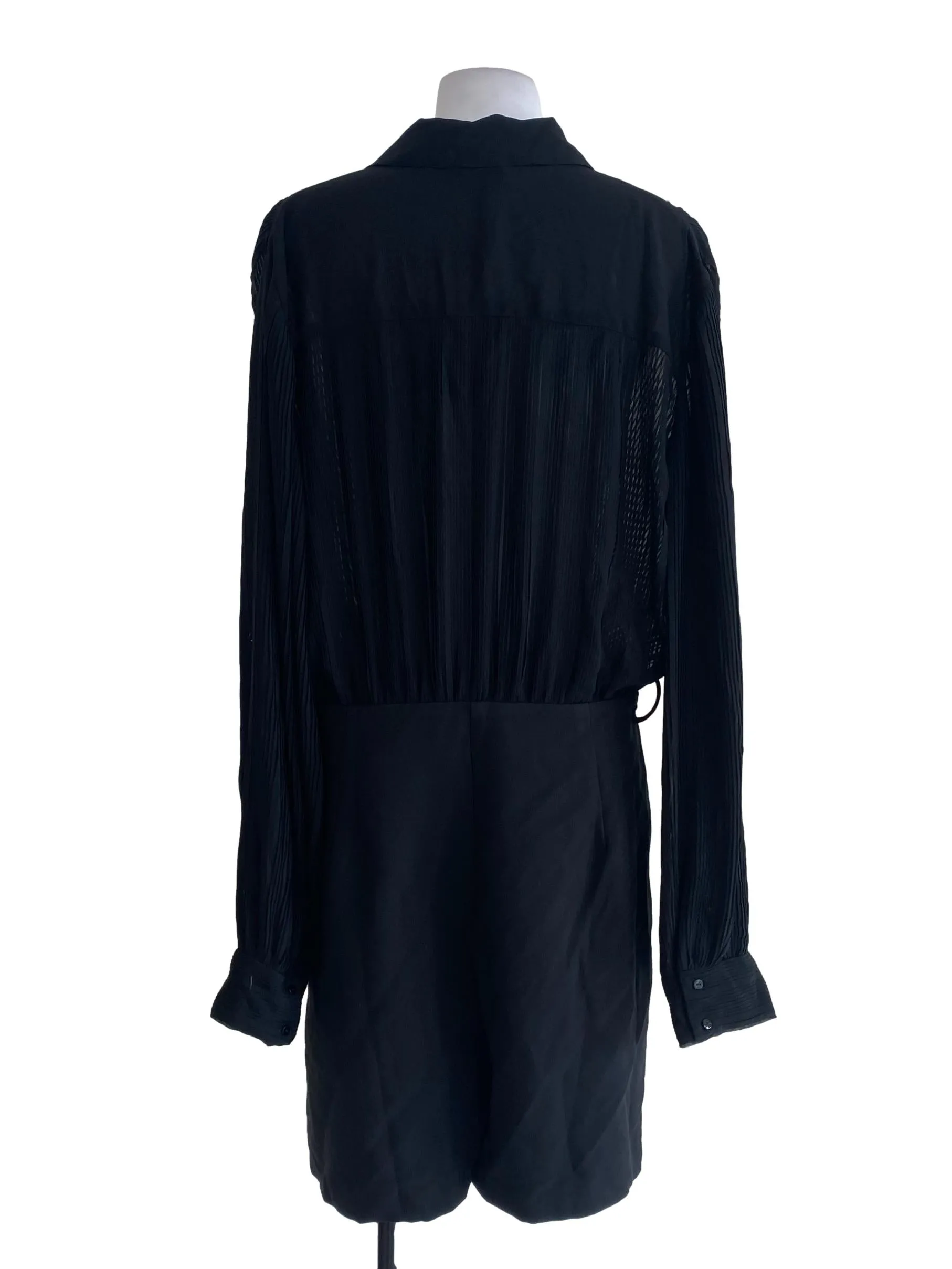 Black Half Pleated Rompers