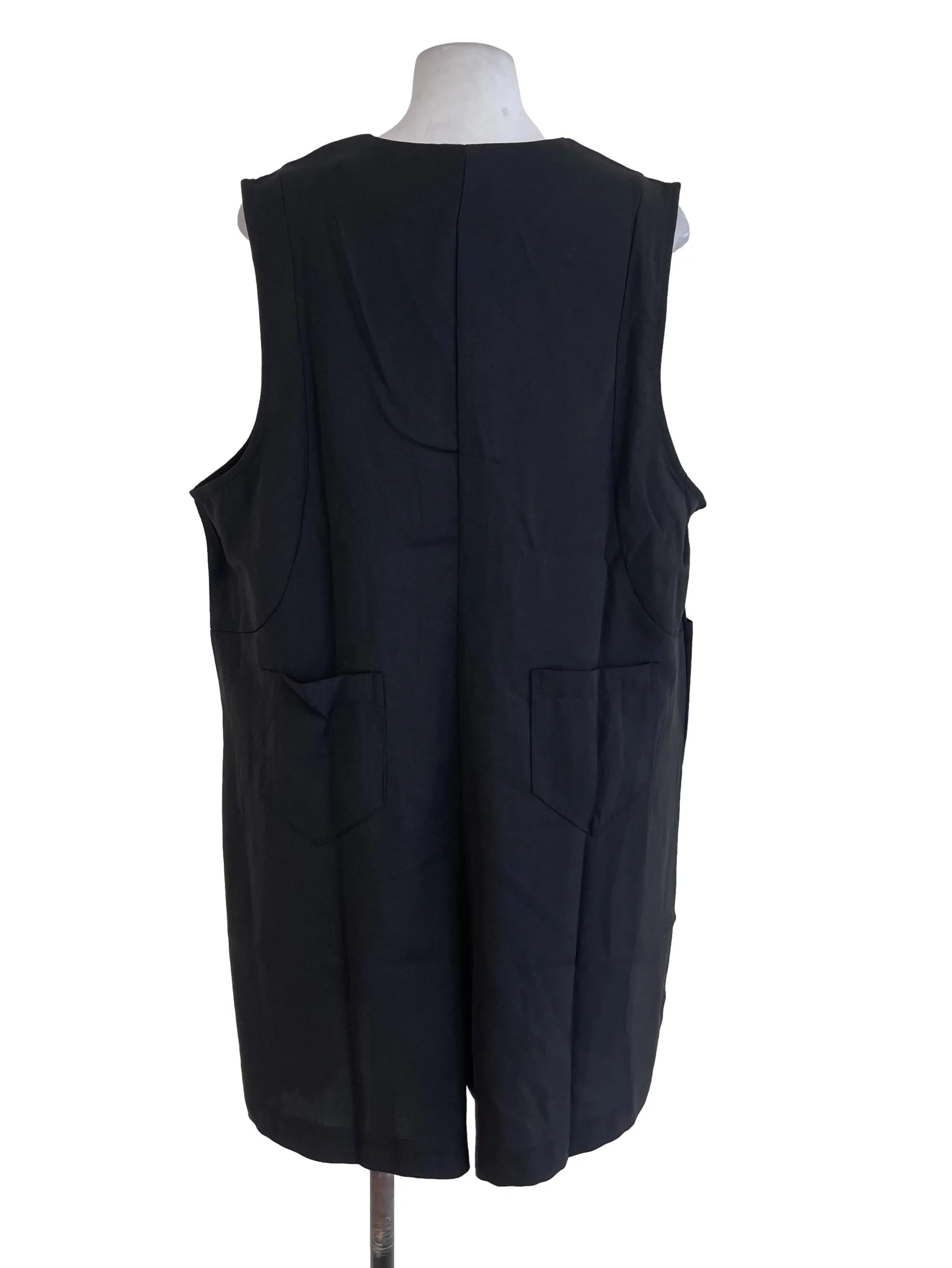 Black Plain Pinafore Romper