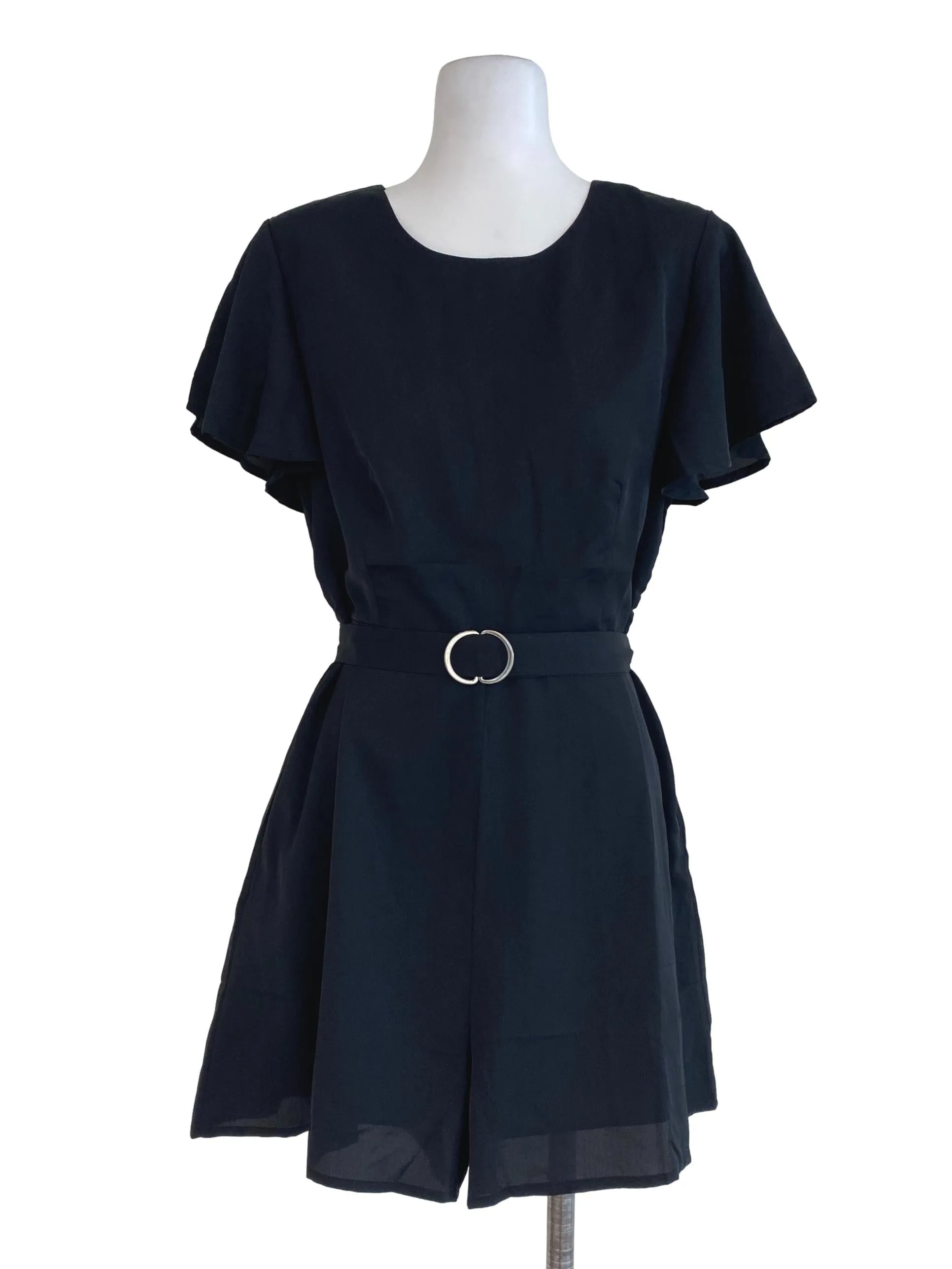 Black Plain Romper