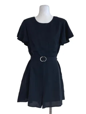 Black Plain Romper