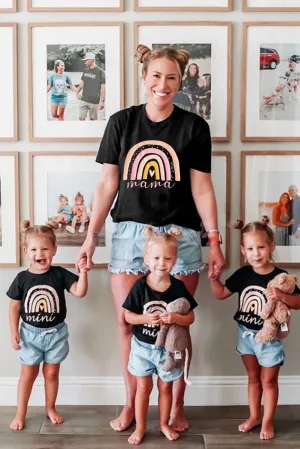Black Rainbow mama Print Parent-child T-shirt