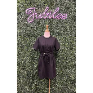 Black Round Neck Short Sleeve Mini Dress