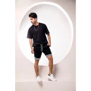 Black Sweat Shorts With Tape