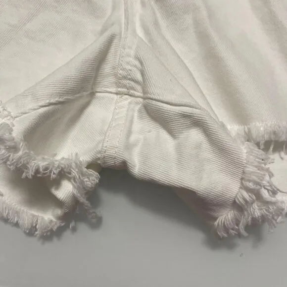 Blank NYC Women's NWOT White Button Fly Hi Rise Rigid Distressed Jean Shorts 20W