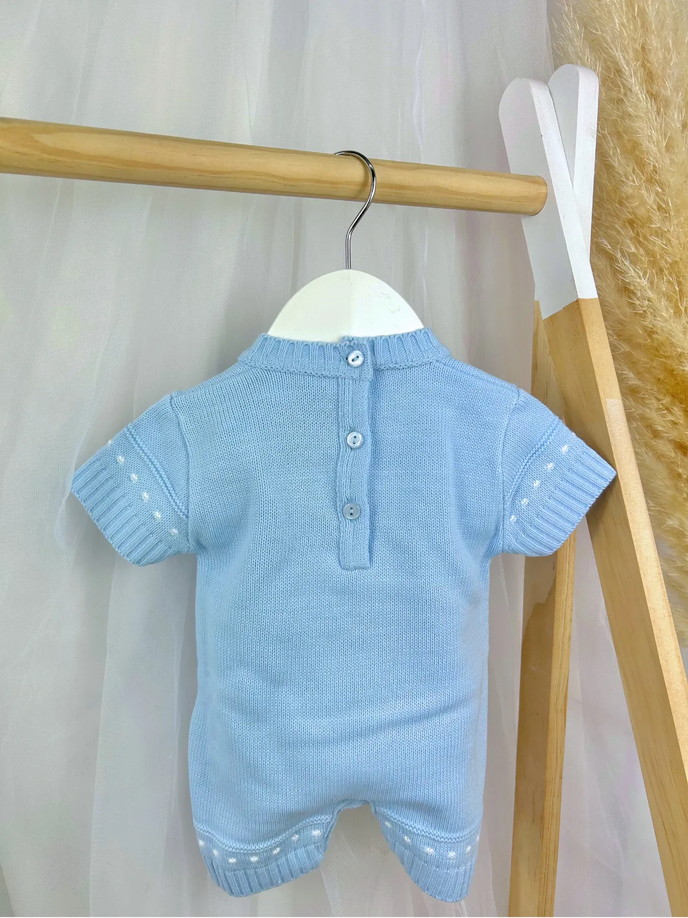 Blue Knitted Bunny Romper