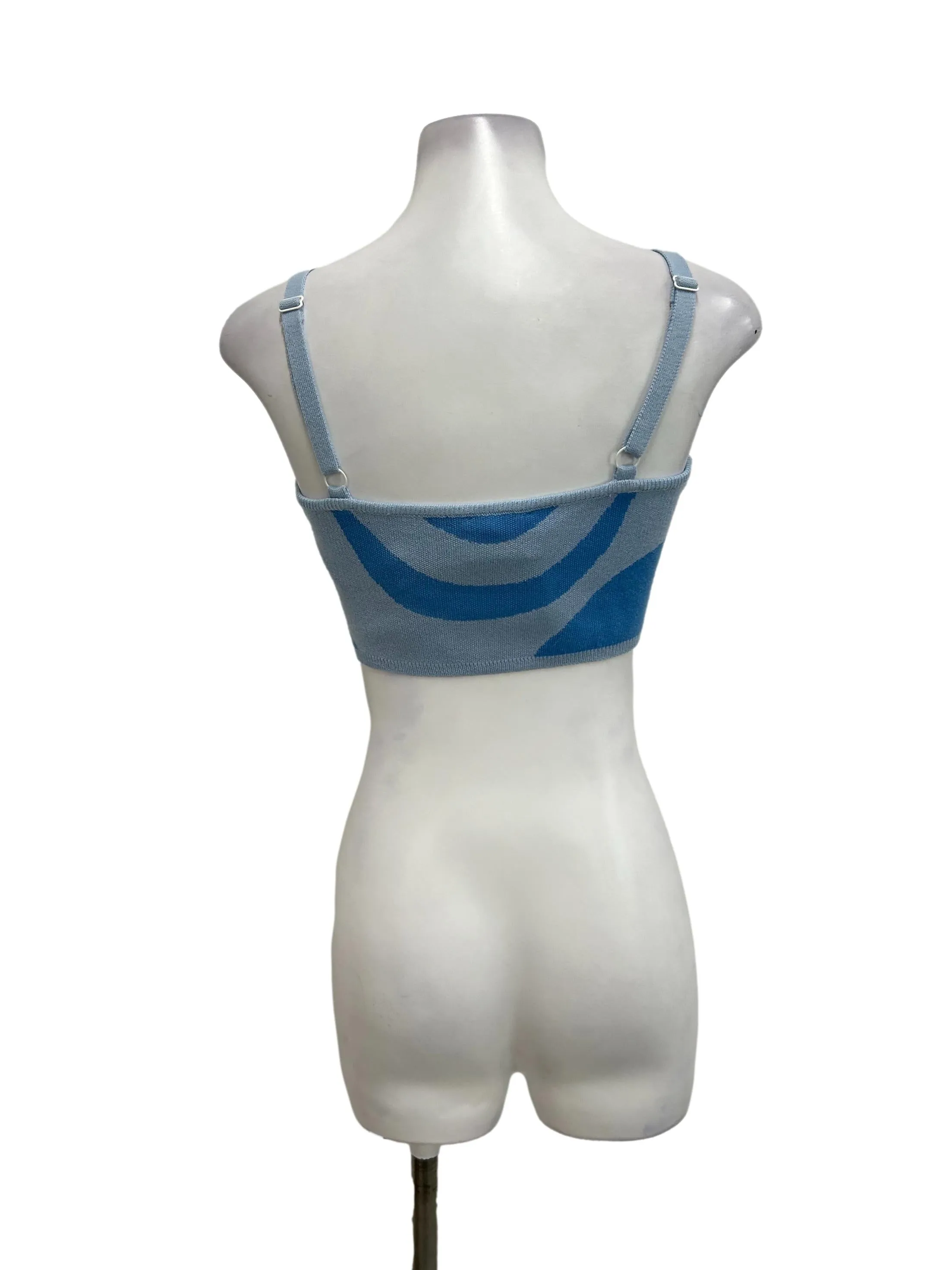 Blue Knitted Cropped Camisole