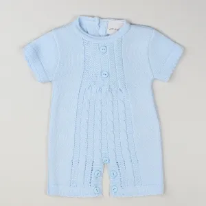 Blue Knitted Romper - Baby Blue
