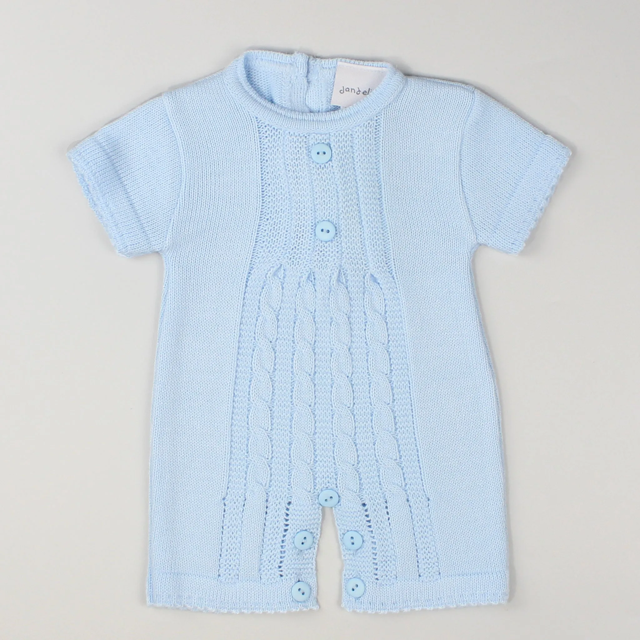 Blue Knitted Romper - Baby Blue