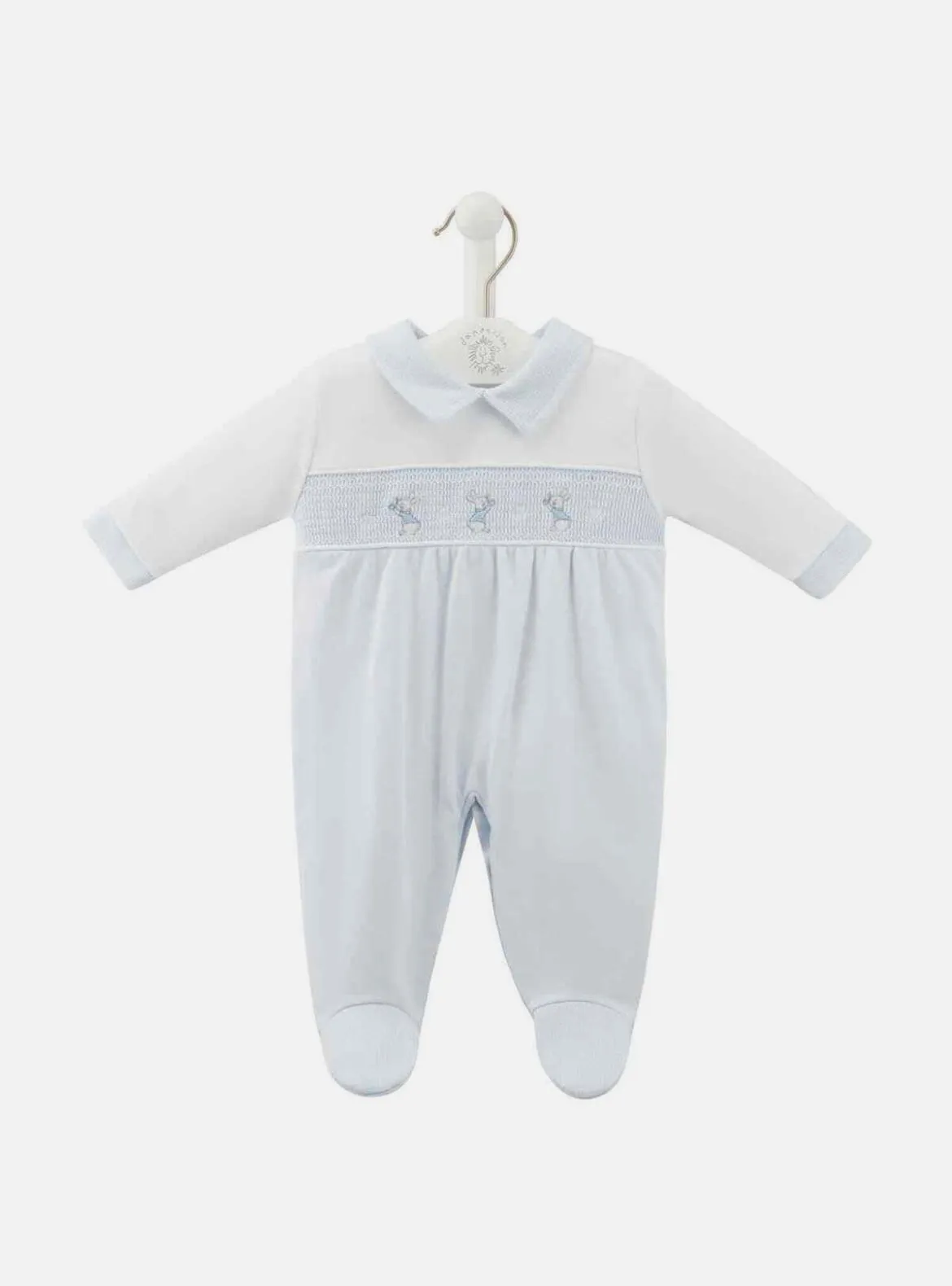 Blue Smocked Bunny Rabbit Rompers