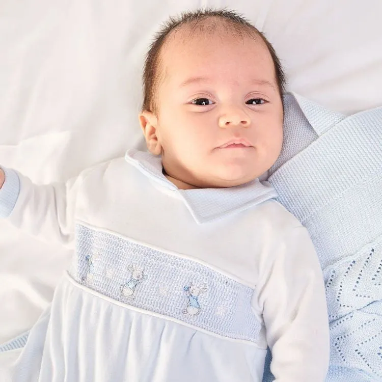 Blue Smocked Bunny Rabbit Rompers