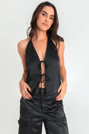 Blusa sin mangas escote con lazos