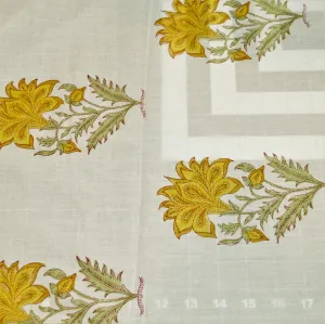 Botanical Orchid Yellow Hand Block Print