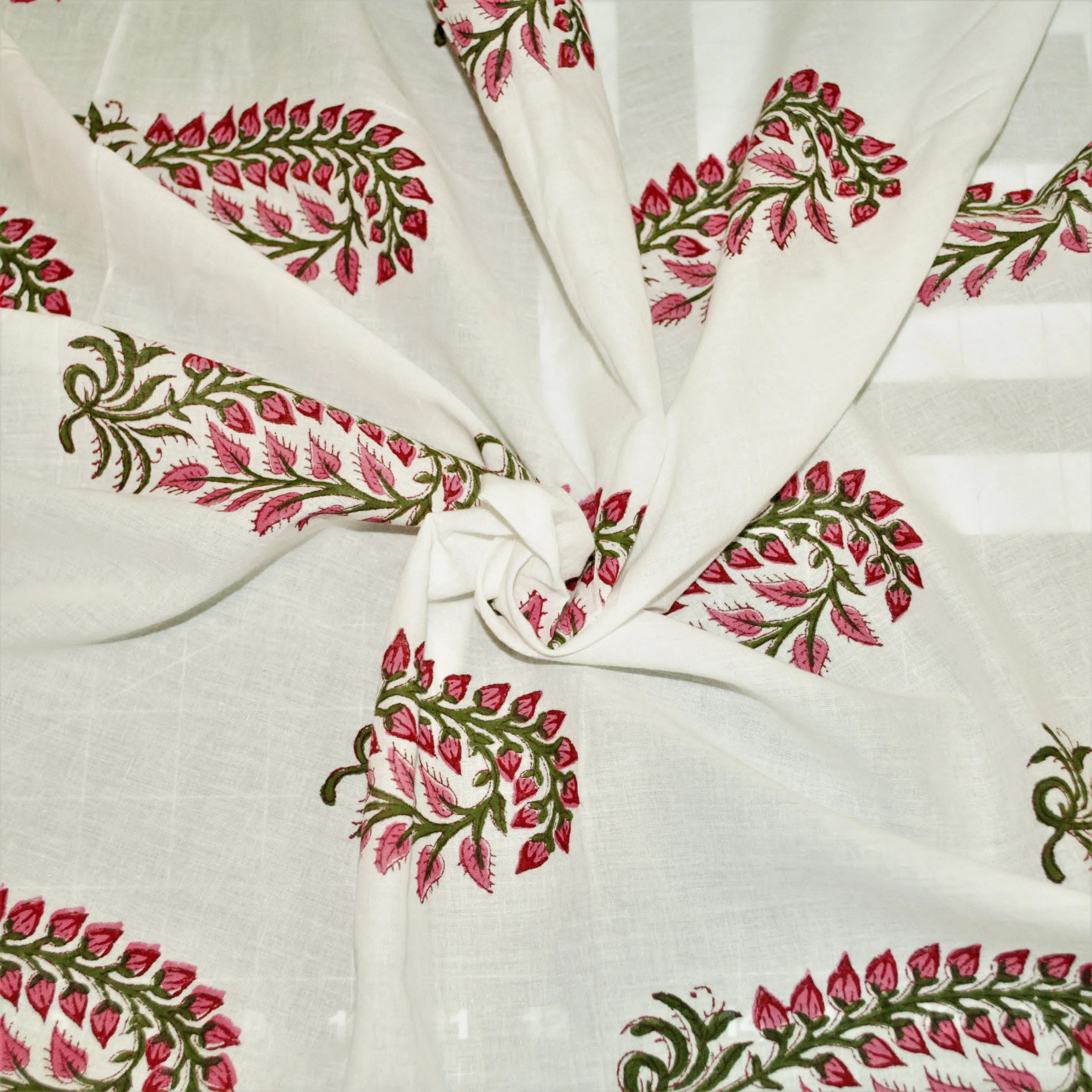 Botanical Red Wisteria Hand Block Print