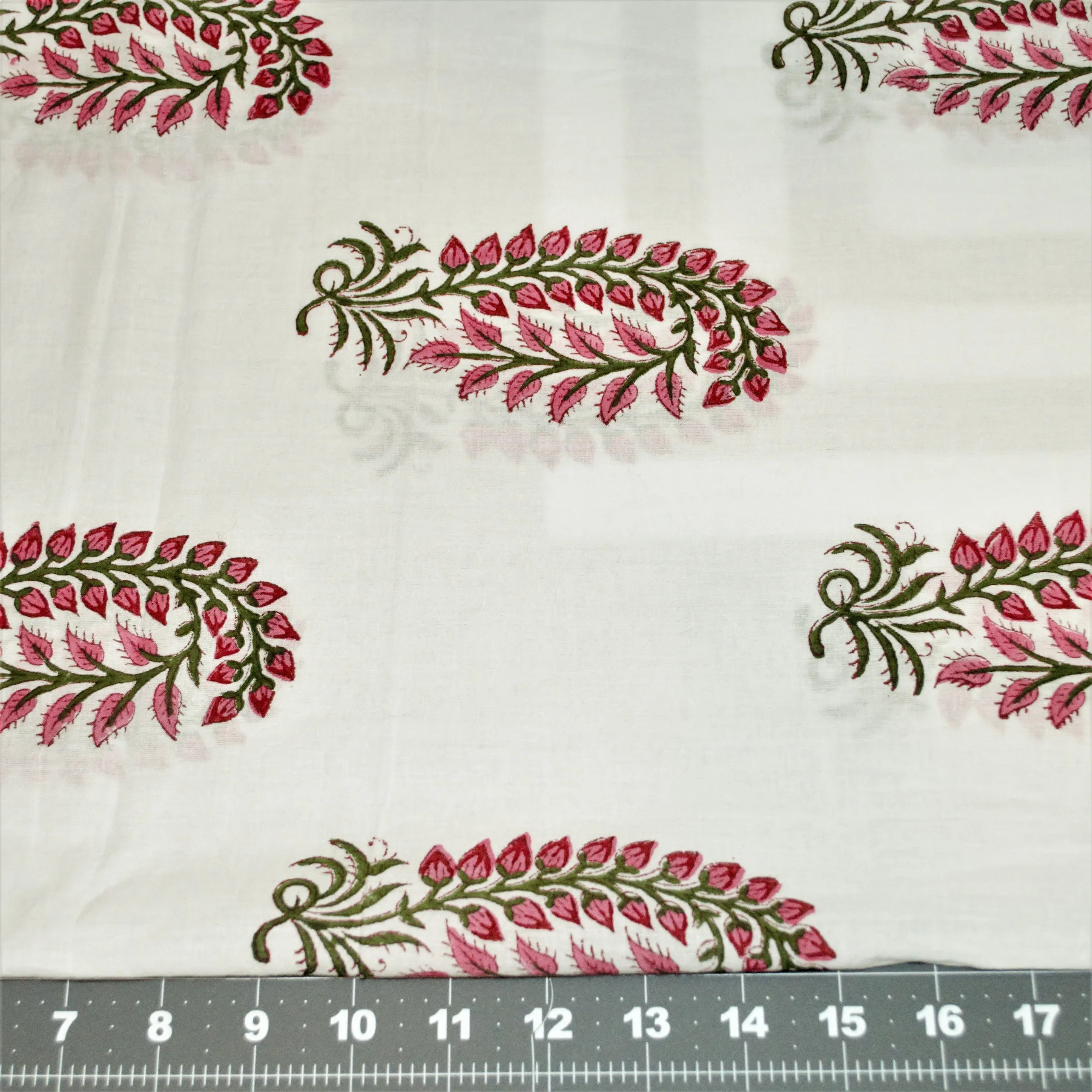 Botanical Red Wisteria Hand Block Print