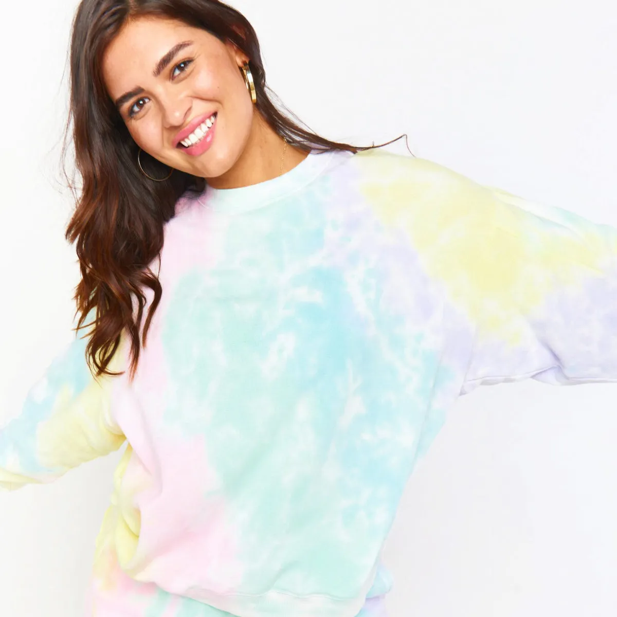 Boyfriend Sweatshirt-Rainbow Tie Dye