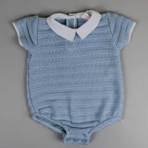 Boys Blue Knitted Romper - Pex Hugo