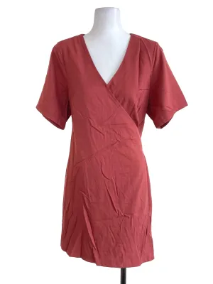 Brick Orange Wrap Romper