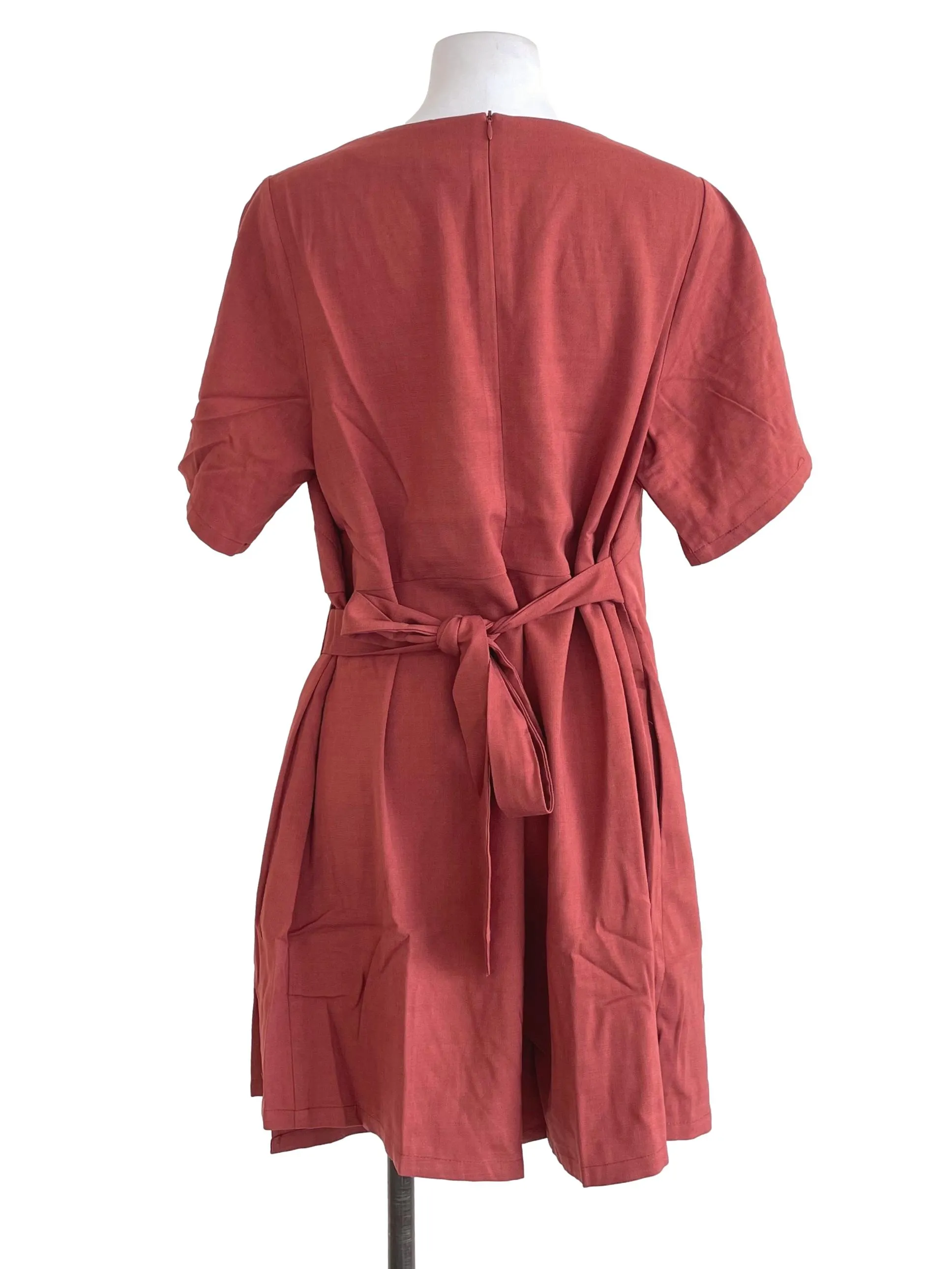 Brick Orange Wrap Romper