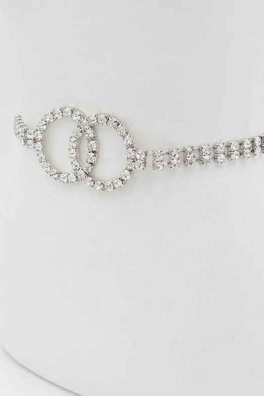 Brilliant Style Circle Rhinestone Belt - Silver