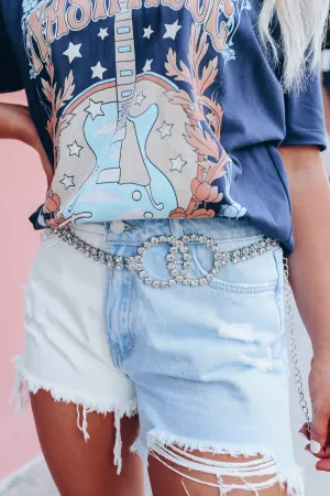 Brilliant Style Circle Rhinestone Belt - Silver