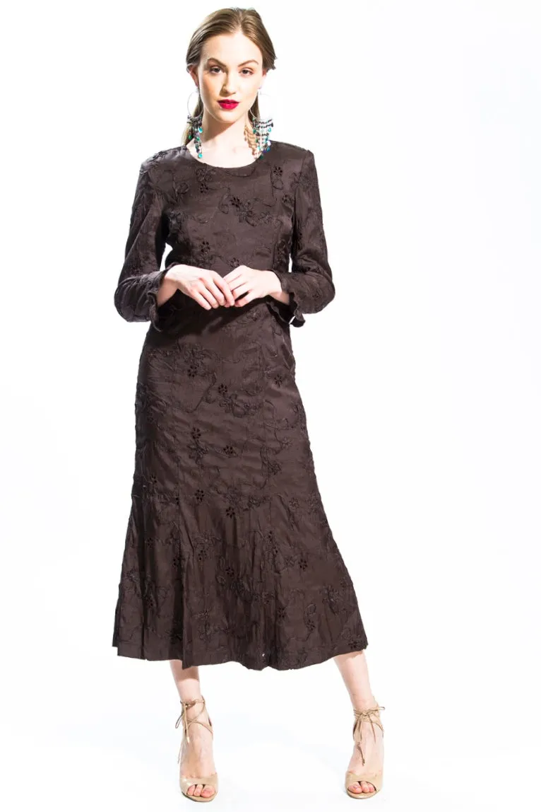 Brown Abstract Flora Dress Style # 11520B
