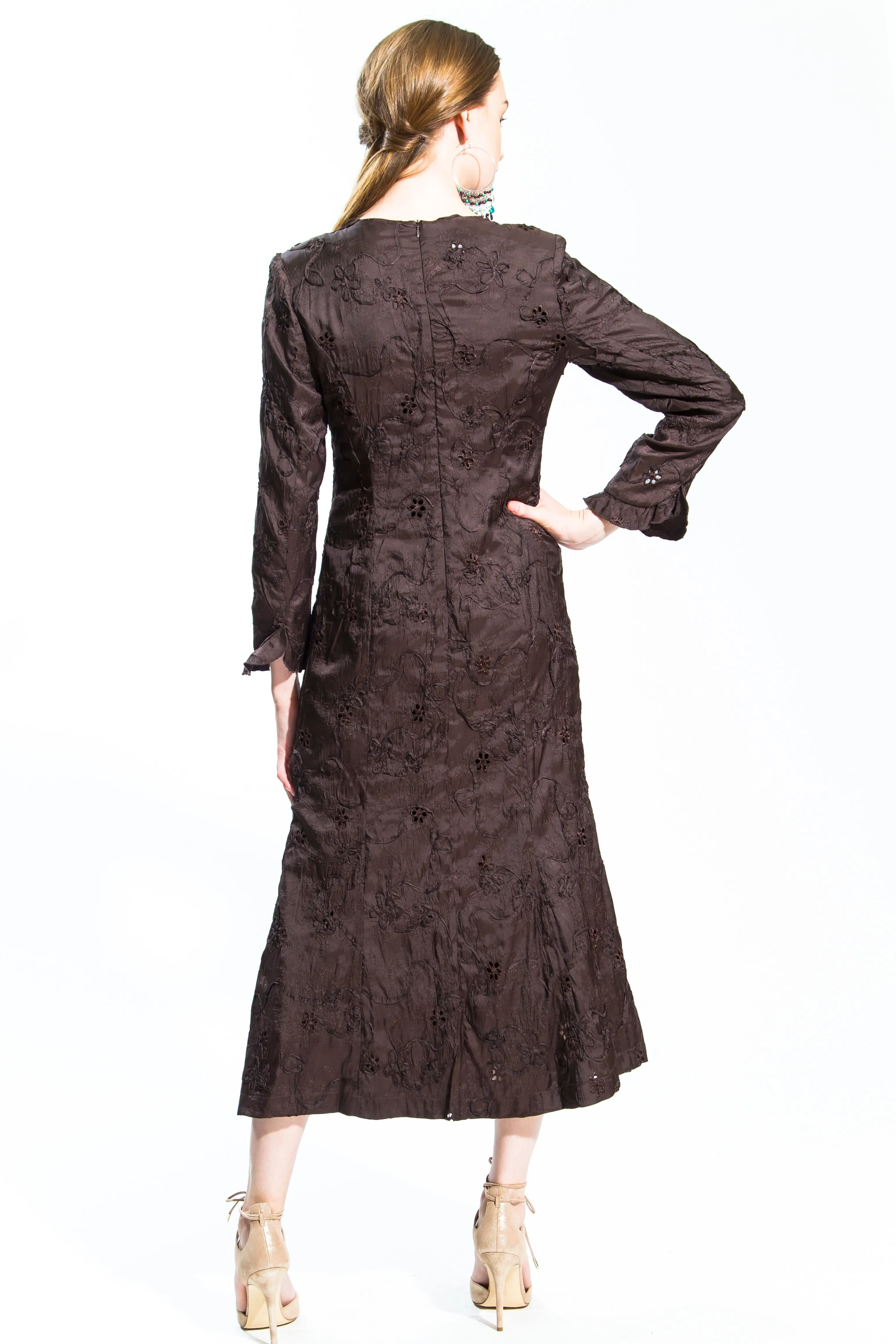 Brown Abstract Flora Dress Style # 11520B